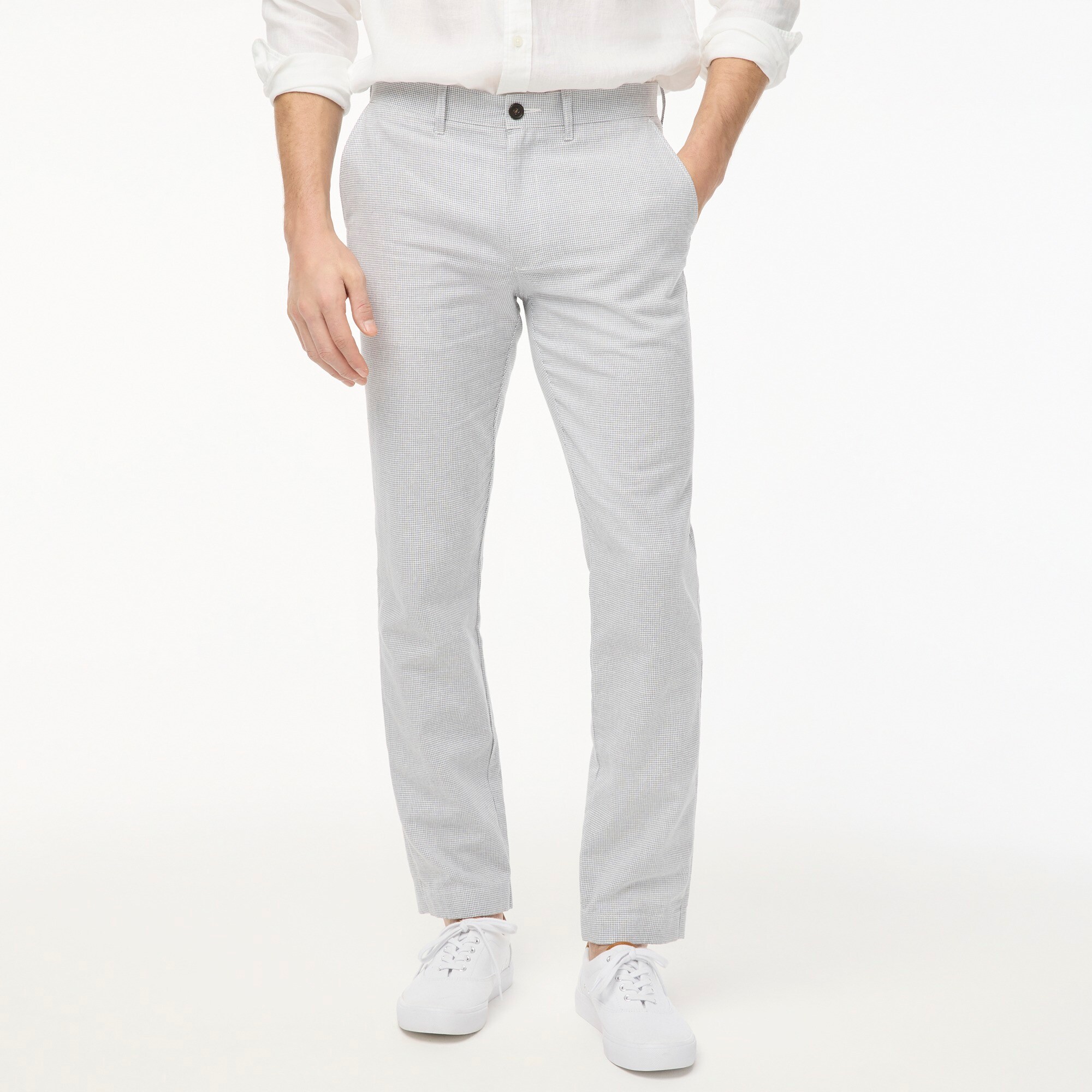 mens Straight-fit linen-cotton blend pant