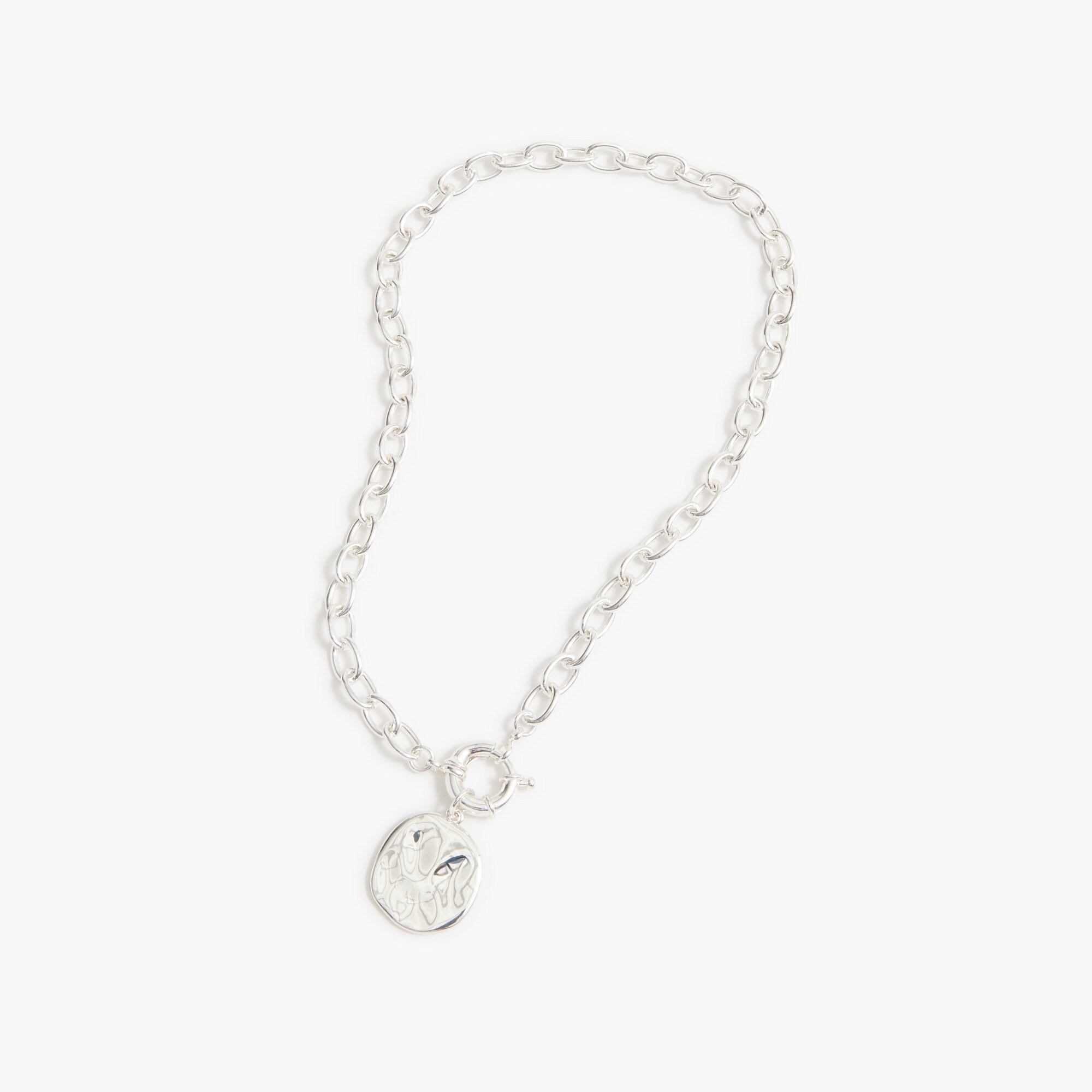 womens Chain necklace with hammered pendant