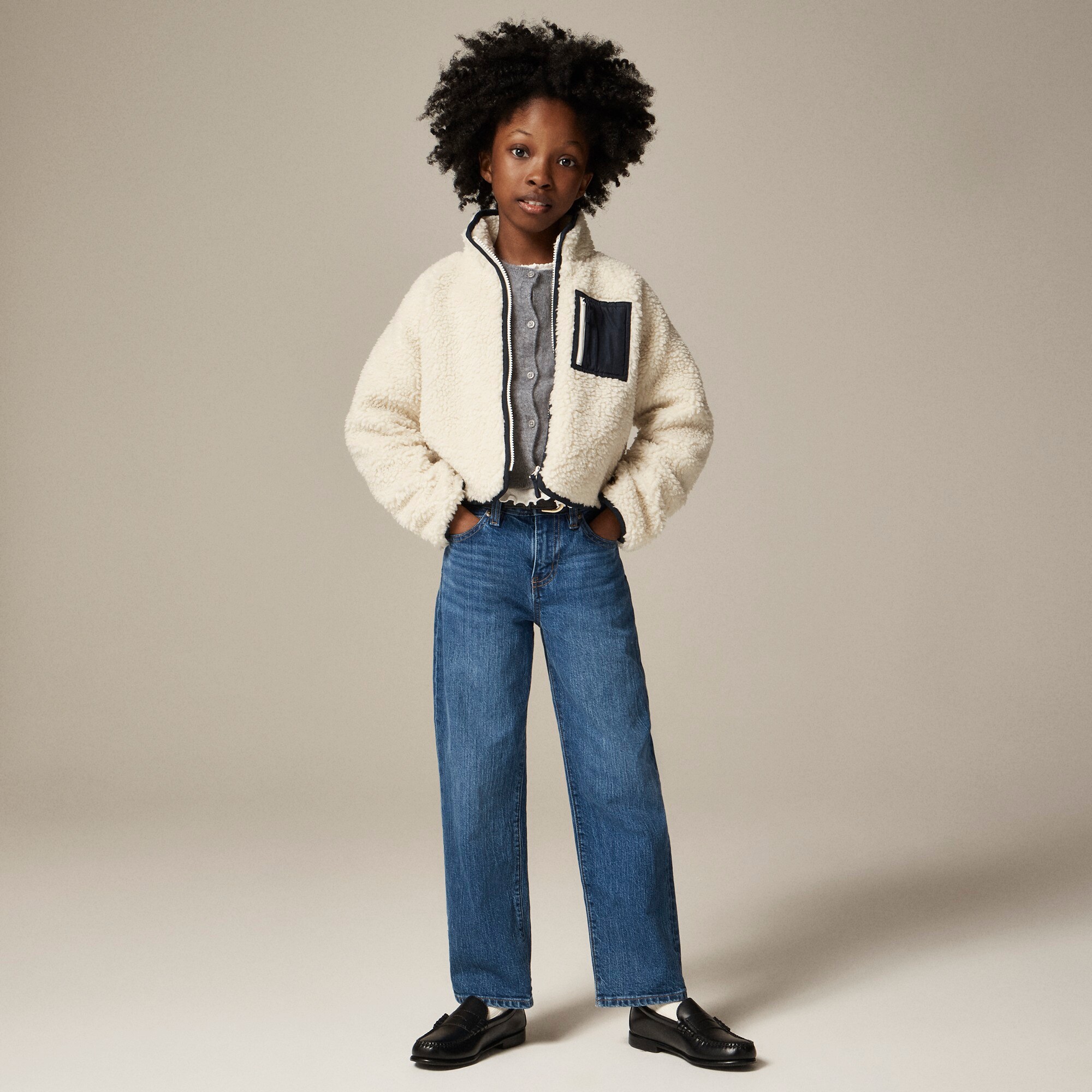 girls Girls' sherpa zip-up jacket
