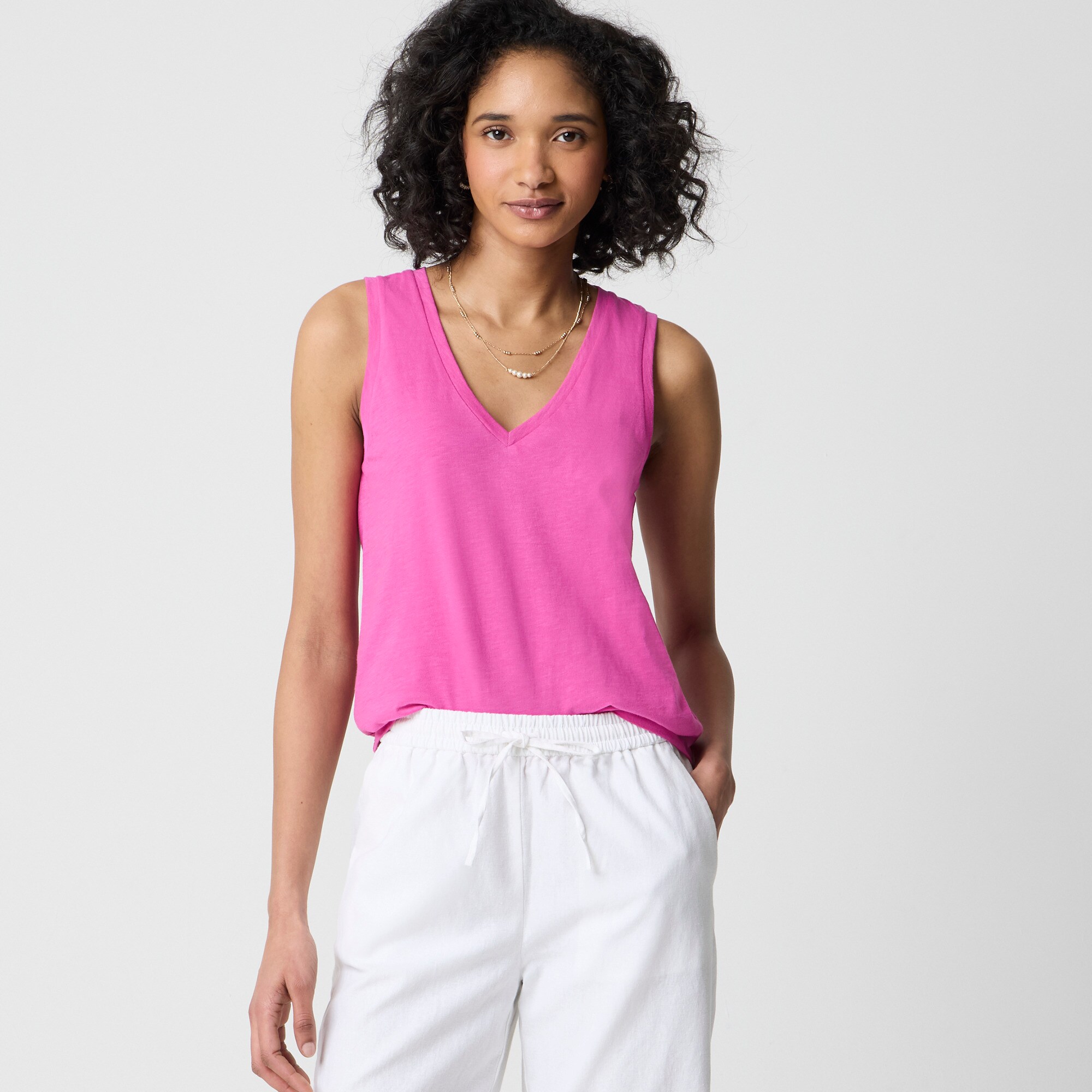 womens Slub cotton V-neck tank top