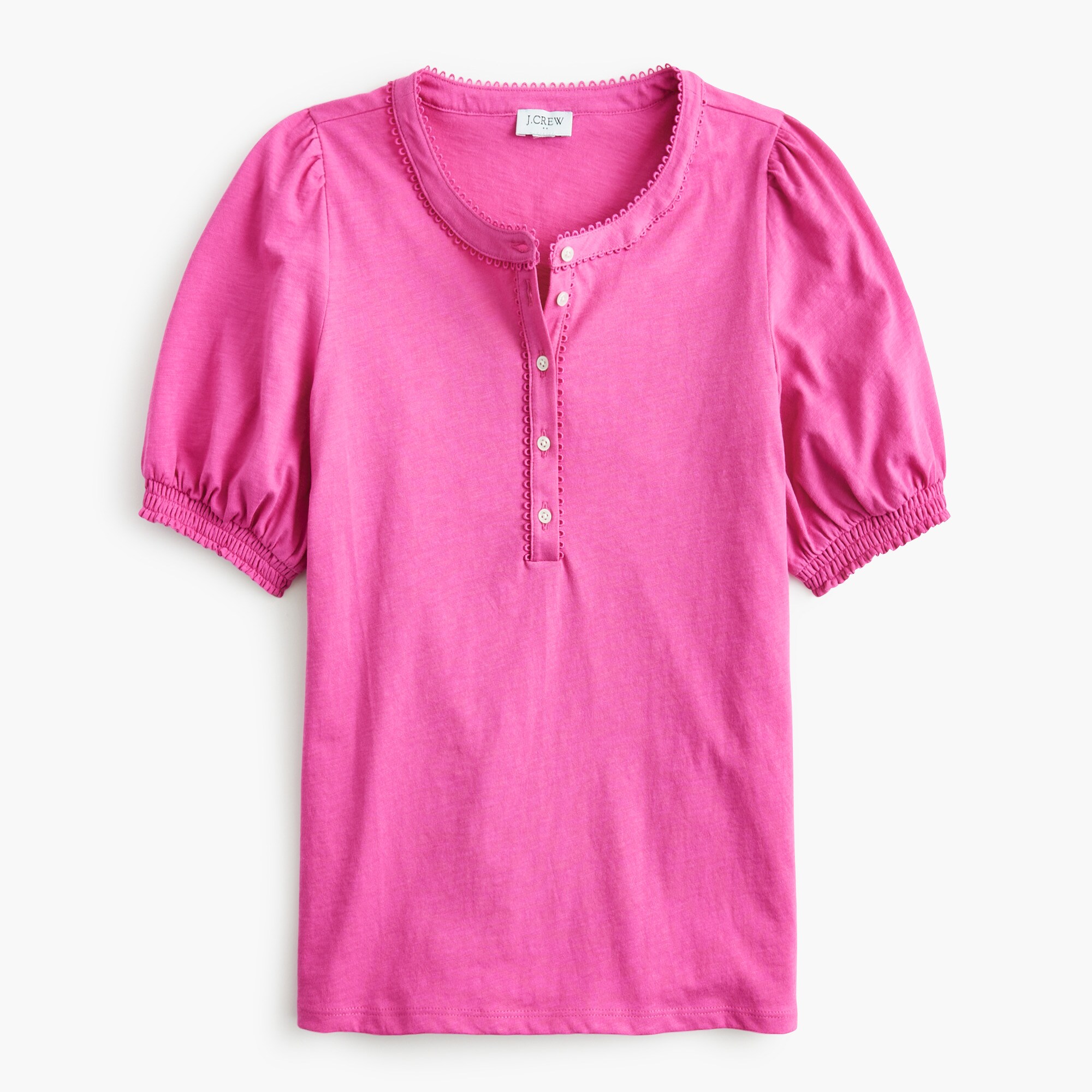  Smocked henley knit top