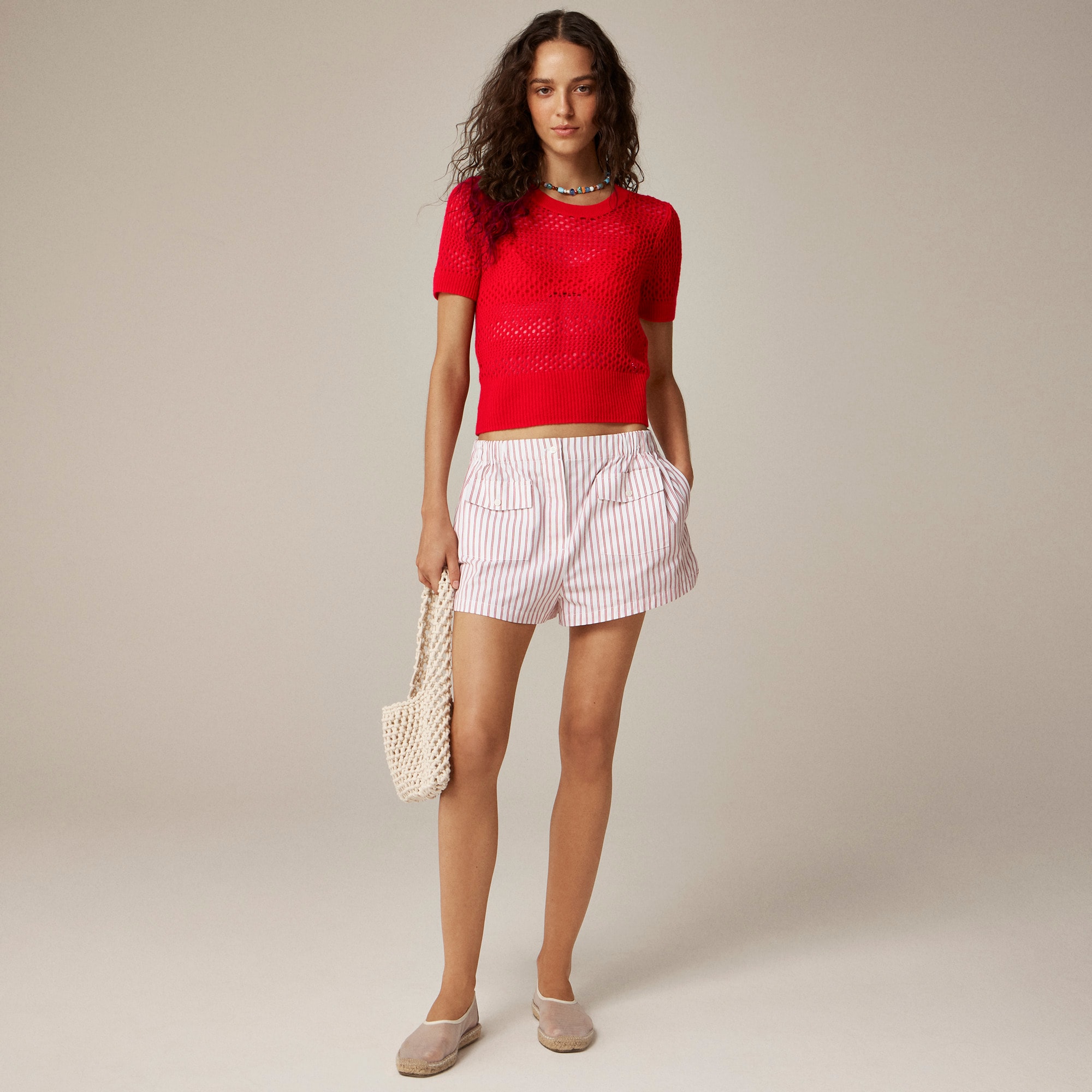 womens Cashmere pointelle short-sleeve T-shirt