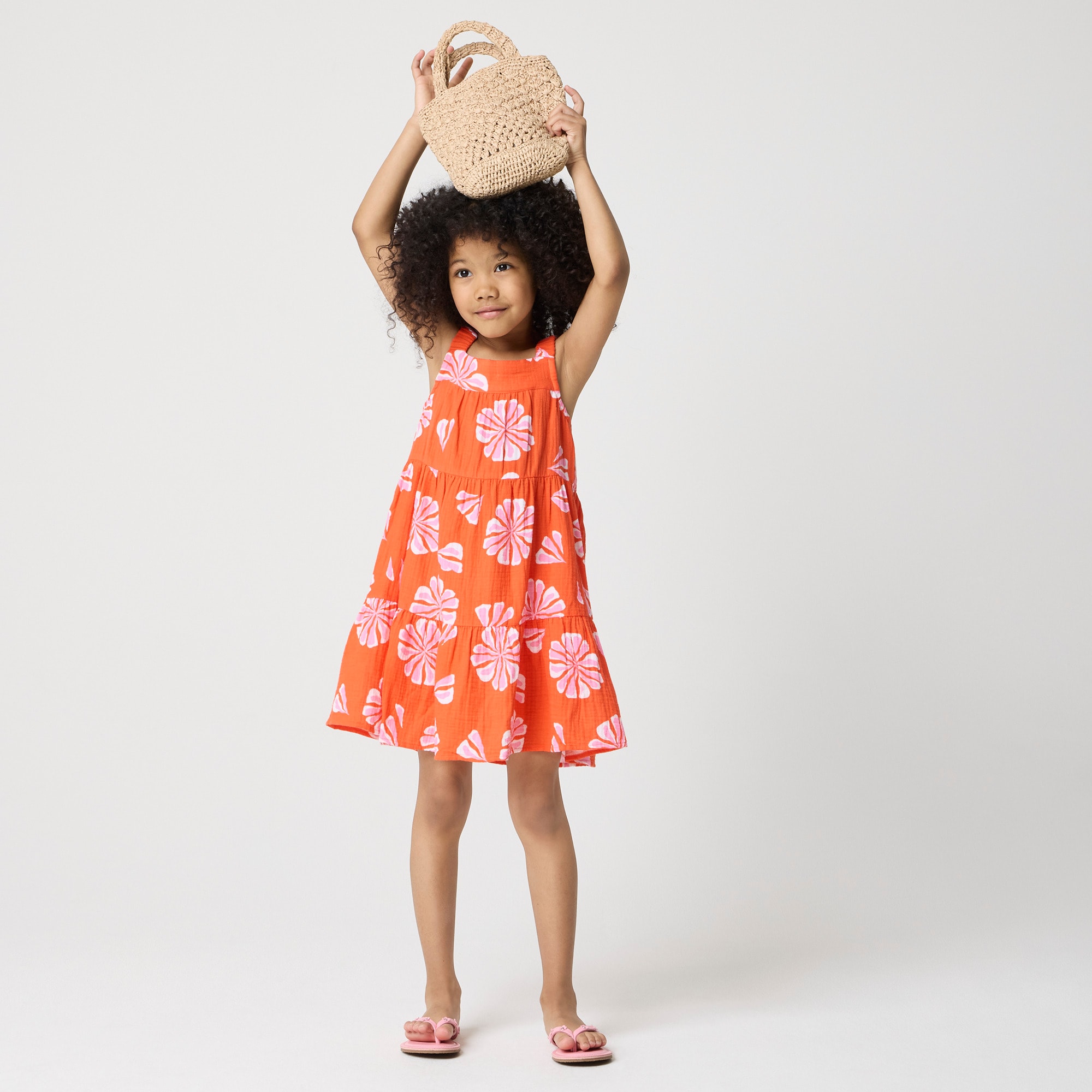 girls Girls' flower gauze tiered dress