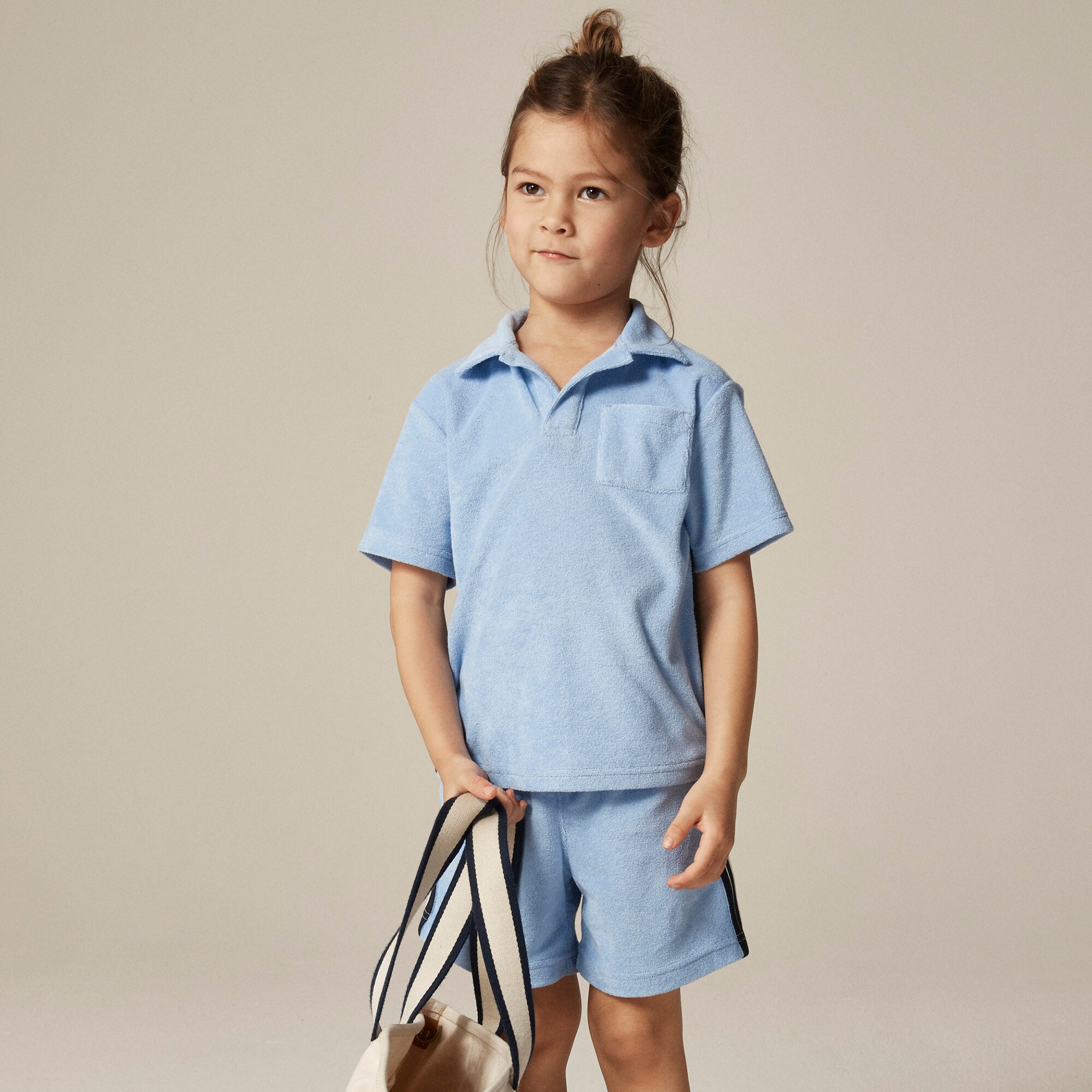 boys Kids' short-sleeve johnny-collar shirt in towel terry