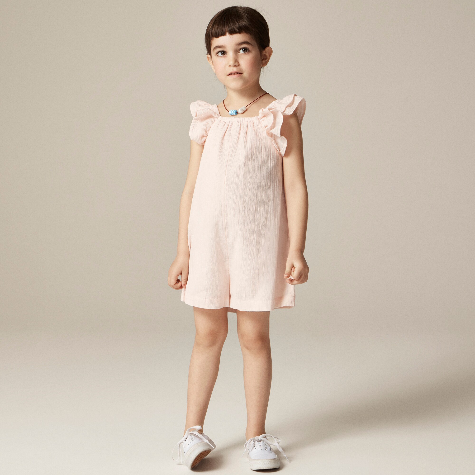  Girls' flutter-sleeve romper in airy gauze