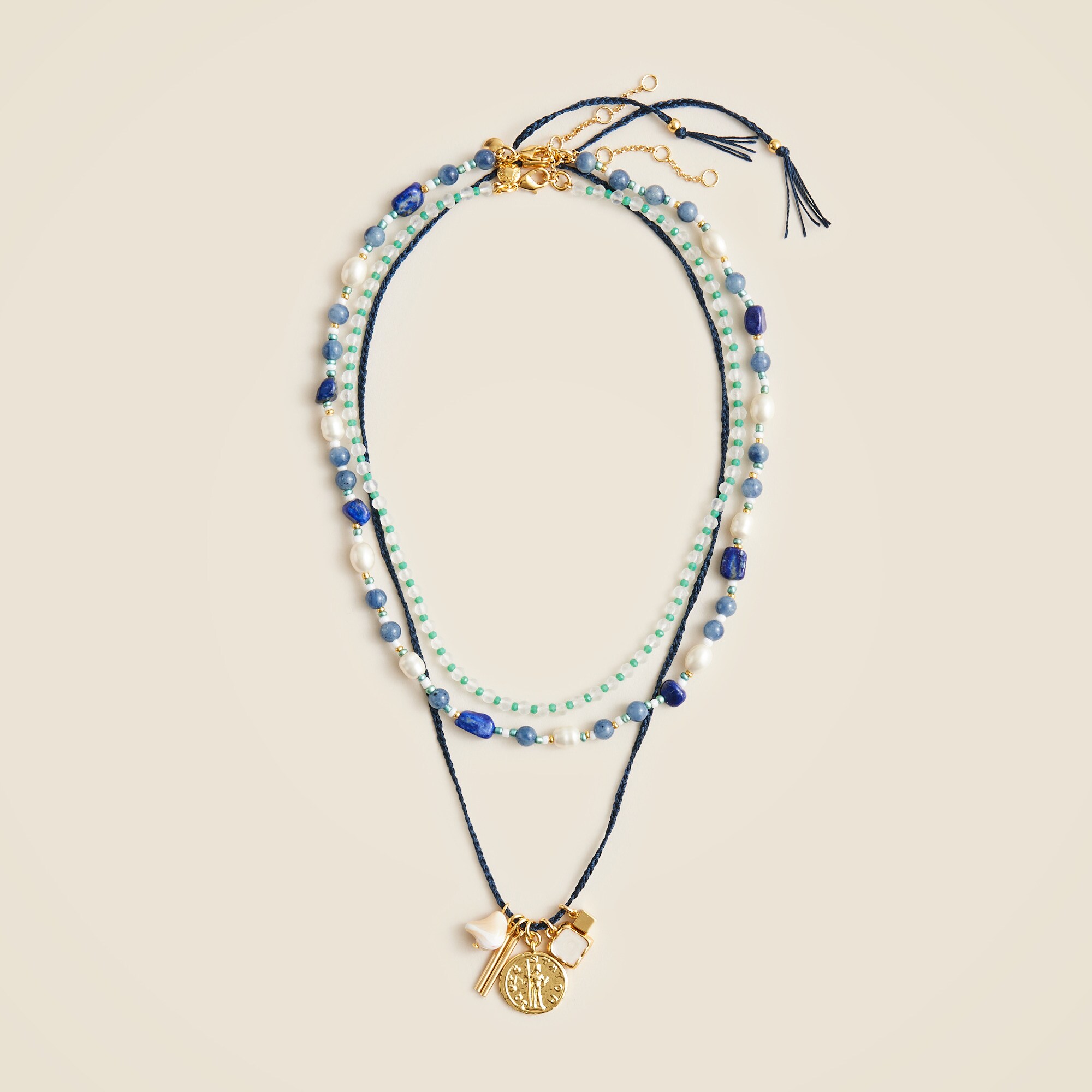  Beaded charm layered necklace