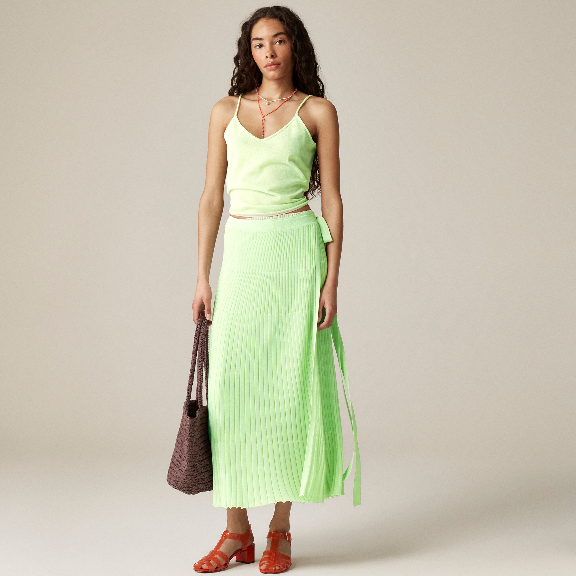  Sheer wrap-front sweater-skirt