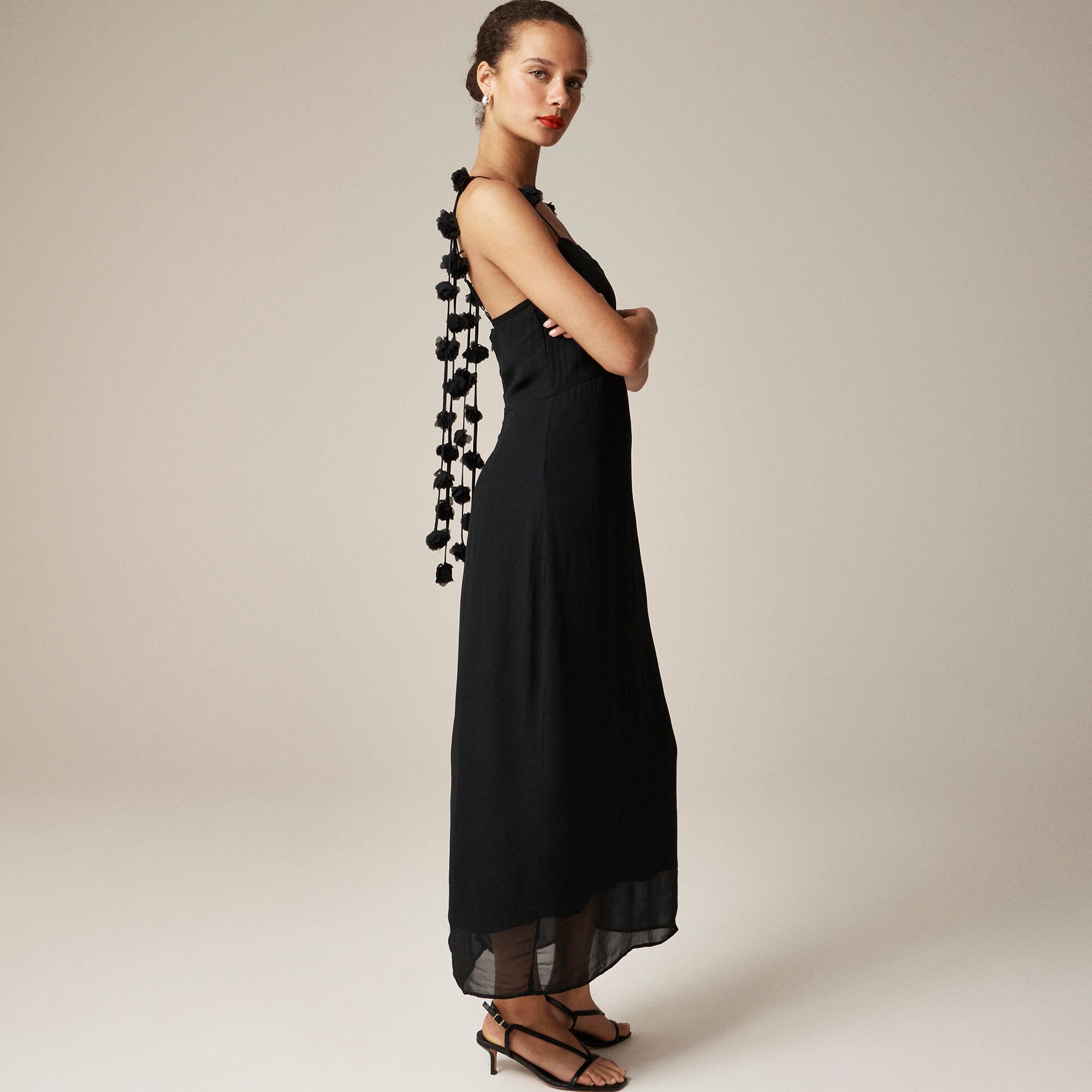 womens Collection rosette-strap sheath dress in chiffon