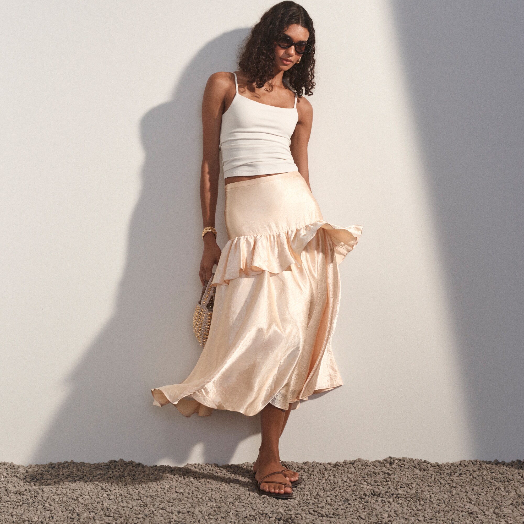 womens Collection ruffle-tier midi skirt
